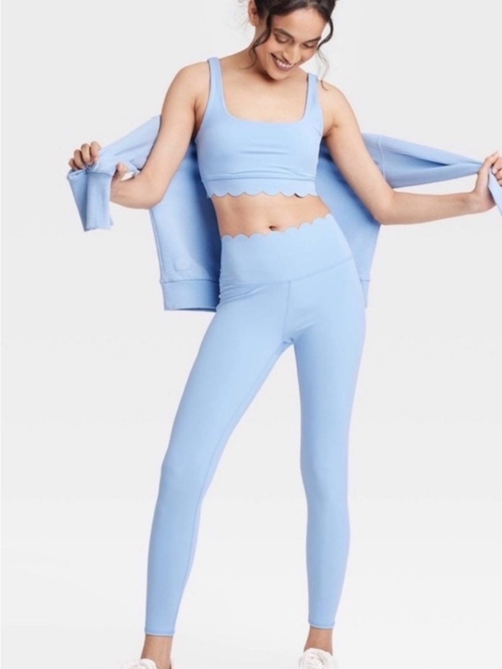 JoyLab Light Blue Scallop Edge Tank Top